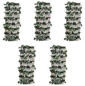 Willow Trellis Fences 5 pcs with Artificial Leaves 180x60 cm