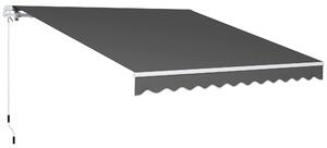 Outsunny 3 x 2.5m Garden Patio Manual Awning, Retractable Canopy Sun Shade Shelter with Fittings and Crank Handle, Dark Grey