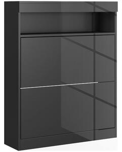 HOMCOM 16 Shoe Pair Shoe Storage Cabinet, with Flip Doors - Black Aosom UK