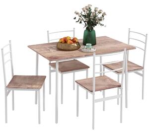 HOMCOM 5 Piece Dining Table and Chairs Set, Dining Room Sets w/ Steel Frame, Space Saving Table and 4 Chairs for Compact Kitchens, White Aosom UK