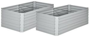 Outsunny Set of 2 Raised Beds for Garden, Galvanised Steel Outdoor Planters with Multi-reinforced Rods for Vegetables, Plants, Flowers and Herbs, 180 x 90 x 59 cm, Light Grey