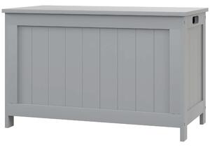 HOMCOM Storage Chest, Modern Storage Trunk with 2 Safety Hinges and Cut-out Handles, Wooden Toy Box for Living Room, Entryway, 76 x 40 x 48 cm, Grey