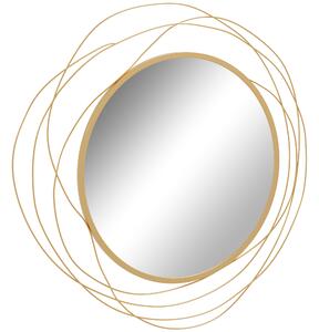 HOMCOM Abstract Metal Wire Wall Mirror, with Accessories - Gold Tone
