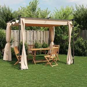 Gazebo with Curtains 3x3 m Cream Steel