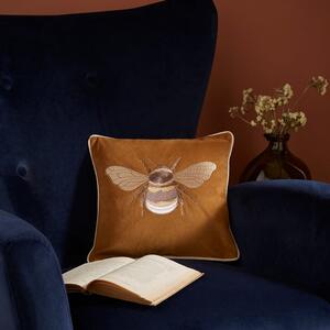 Embroidered Bee Square Cushion