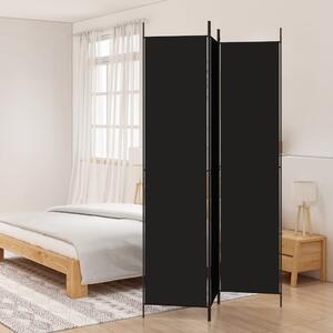 3-Panel Room Divider Black 150x220 cm Fabric