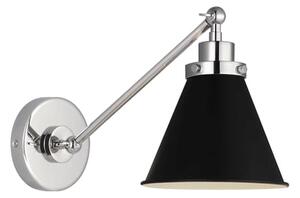 Wellfleet Wall Light Black & Nickel, Light, Midnight Black & Polished Nickel - Andrew Martin