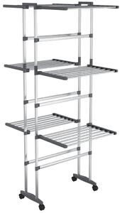 3-Tier Laundry Drying Rack with Wheels Silver 60x70x129 cm