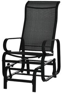 Outsunny Outdoor Gliding Rocking Chair with Sturdy Metal Frame Garden Comfortable Swing Chair for Patio, Backyard and Poolside, Black