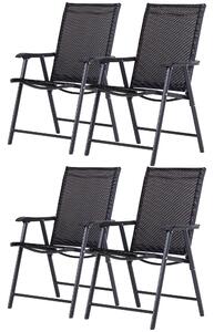 Outsunny Set of 4 Folding Garden Chairs, Metal Frame Garden Chairs Outdoor Patio Park Dining Seat with Breathable Mesh Seat, Black