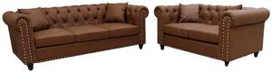 Oceanside Faux Leather 3+2 Seater Sofa Set In Brown