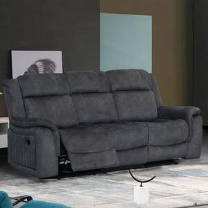 Jeddah Plush Velvet Recliner 3 Seater Sofa In Dark Grey