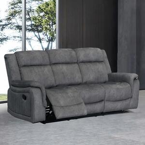 Jeddah Plush Velvet Recliner 3 Seater Sofa In Light Grey