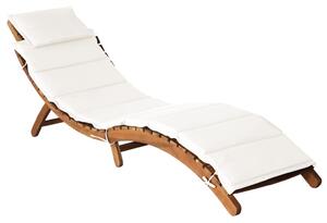 Sun Lounger with Cream Cushions Solid Wood Acacia