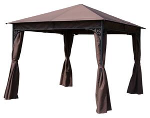 Outsunny Gazebo Pavilion, 3x3m, Weather-Resistant Canopy, Elegant Design for Garden & Patio, Coffee