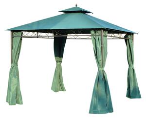 Outsunny 3(m) x 3(m) Metal Garden Gazebo Marquee Party Tent Patio Canopy Pavilion + Sidewalls - Green