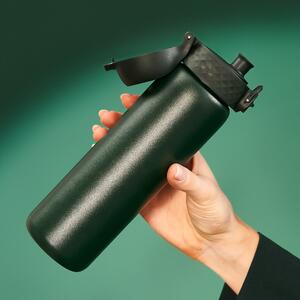 Ion8 Leak Proof Stainless Steel Slim Water Bottle, 600ml Dark Green