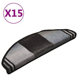 Self-adhesive Stair Mats 15 pcs Black and Grey 65x21x4 cm