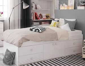 Valerie Single Bed In White With 2 Doors And 4 Drawers