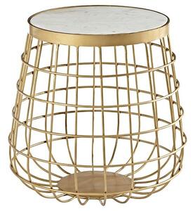 Maren Round White Marble Top Side Table With Gold Frame