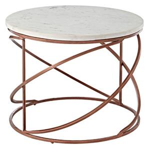 Maren Round White Marble Top Coffee Table With Copper Base