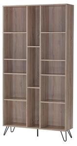 Sarva Wooden Bookcase Wide With Black Metal Legs In Oak