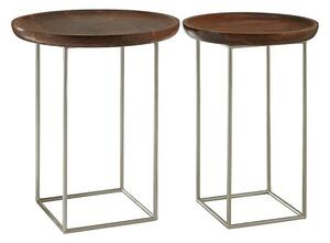 Acton Wooden Set Of 2 Side Tables With Iron Frame In Natural