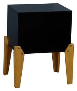 Fremont Contemporary Wooden Bedside Table In Black