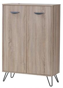 Sarva Wooden Storage Cabinet With Black Metal Legs In Oak