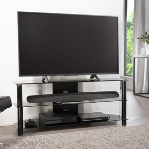 Estero Large Glass TV Stand With Metal Frame In Black