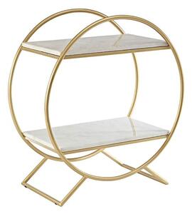 Maren White Marble Shelves Drinks Trolley With Gold Frame