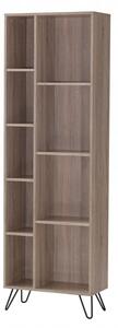 Sarva Wooden Bookcase Narrow With Black Metal Legs In Oak