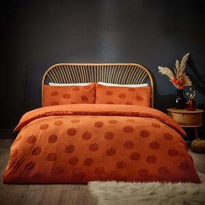 Pumpkin Tufted Cotton Duvet Cover and Pillowcase Set Orange