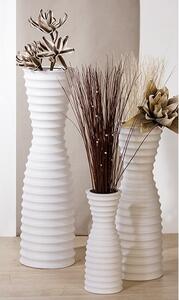 Manito Vase In White Ceramic With Grooves