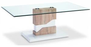 Malak Glass Coffee Table With Natural And White High Gloss Base