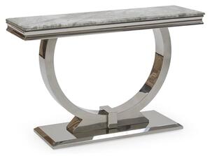 Kelsey Marble Console Table With Stainless Steel Base In Grey