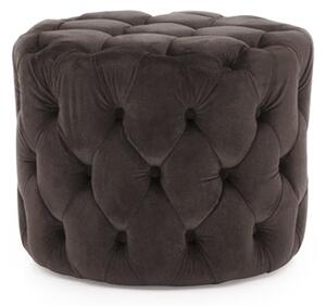 Perkin Round Upholstered Velvet Footstool In Navy