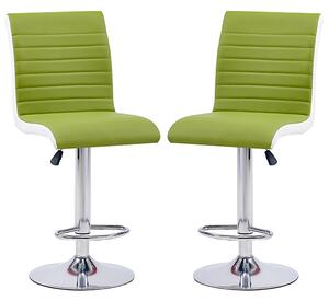 Ritz Green And White Faux Leather Bar Stools In Pair