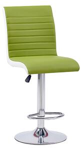 Ritz Faux Leather Bar Stool In Lime Green And White With Chrome Base