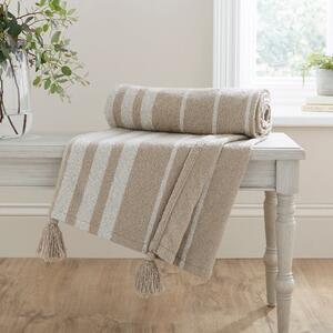 Stripe Woven Tassel Throw 130cm x 180cm Natural