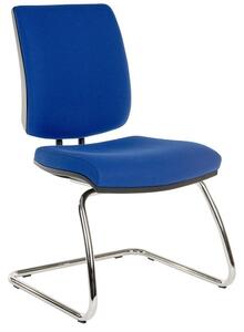 Dessau Visitor Chair In Blue Fabric With Chrome Frame