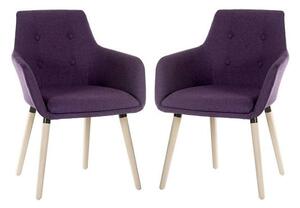 Jaime Fabric Reception Chair In Plum With Wood Legs In Pair