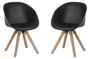 Jaclyn Black PU Visitor Chair With Wooden Legs In Pair