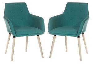 Jaime Fabric Reception Chair In Teal With Wood Legs In Pair