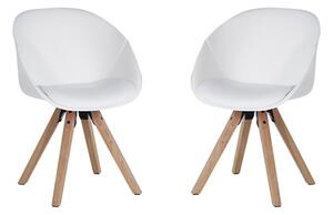 Jaclyn White PU Visitor Chair With Wooden Legs In Pair