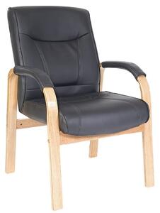 Kingston Light Wood Finished Visitor Chair In Black PU