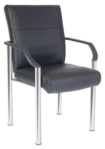 Gilroy Leather Home And Office Chair With Chrome Legs In Black