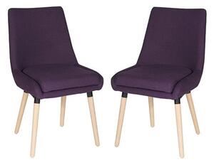 Canasta Fabric Reception Chair In Plum With Wood Legs In Pair