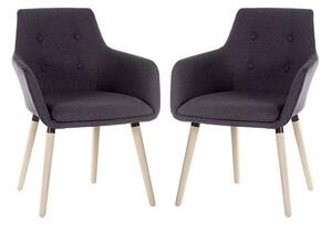 Jaime Fabric Reception Chairs In Graphite With Wood Legs In Pair