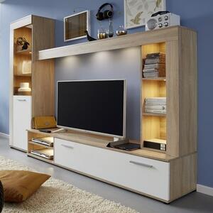 Texas Living Room Set In Rough Sawn Oak And White With LED